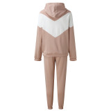 Sport Color Block Hooded Sweatshirt 2 Piece Pants Set YMZY-7106