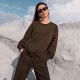 Solid Color Long Sleeve Sweatshirt Pants 2 Piece Set YMZY-12911