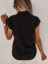 Solid Color V Neck Short Sleeve T Shirt YMZY-9105