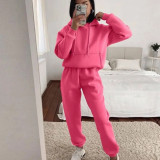 Casual Hooded Long Sleeve Sweatshirt Solid Color Sports Set YMZY-6502