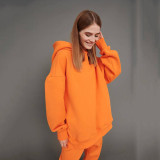 Solid Color Long Sleeve Hoodies Pants 2 Piece Set YMZY-7107