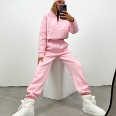 Zipper Fashion Long Sleeve Pants Sweatshirt Suit YMZY-1057