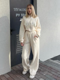 Long Sleeve Zipper Hoodies Solid Color Pants Suit YMZY-866