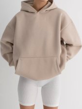 Solid Color Loose Hooded Sweatshirt YMZY-61901