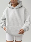Solid Color Loose Hooded Sweatshirt YMZY-61901