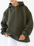 Solid Color Loose Hooded Sweatshirt YMZY-61901