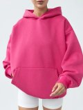 Solid Color Loose Hooded Sweatshirt YMZY-61901