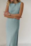 Solid Color Sleeveless Split Maxi Dress YMZY-11819