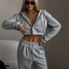 Long Sleeve Hooded Shorts Coat Pants Loose Suit YMZY-827
