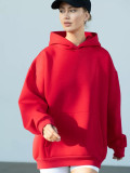 Solid Color Loose Hooded Sweatshirt YMZY-61901