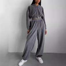 Casual Loose Hooded Sweatshirt Two Piece Pants Set YMZY-2105