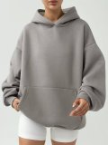 Solid Color Loose Hooded Sweatshirt YMZY-61901