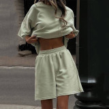Solid Color Loose Sport Two Piece Short Set YMZY-834