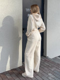 Long Sleeve Zipper Hoodies Solid Color Pants Suit YMZY-866