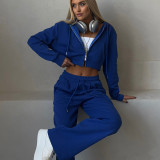 Long Sleeve Hooded Shorts Coat Pants Loose Suit YMZY-827