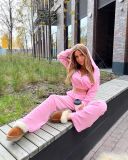 Long Sleeve Zipper Hooded Sweatshirt Pants Suit YMZY-7539