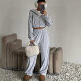 Long Sleeve Hoodies Elasticized Pants Two Piece Set YMZY-60006