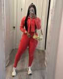 Fashion Long Sleeve Shorts Coat And Jumpsuit 2 Piece Set TK-6329