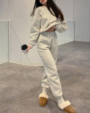 Long Sleeve Solid Color Two Piece Pants Set YMZY-9014