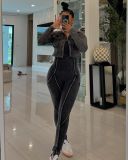 Fashion Long Sleeve Shorts Coat And Jumpsuit 2 Piece Set TK-6329