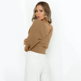 Solid Color Knits V Neck Sweater YMZY-2016