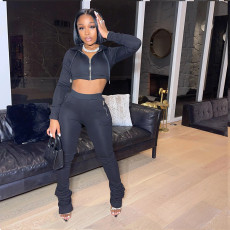 Hooded Long Sleeve Stacked Pants 2-Piece Set HMS-6520