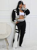Fashion Color Block Long Sleeve Two Piece Pants Set SFY-2789
