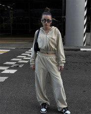 Long Sleeve Hoodies Elasticized Pants Two Piece Set YMZY-60006