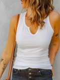 Casual Sleeveless Solid Color Tops YMZY-9803
