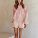 Casual Stripe Sweater Knits Shorts 2 Piece Set YMZY-31302