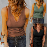 Casual Sleeveless Solid Color Tops YMZY-9803