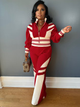 Fashion Color Block Long Sleeve Two Piece Pants Set SFY-2789
