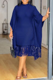 Plus Size Sequin Tassel Bat Sleeve Midi Dress NY-3300