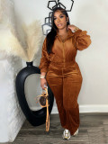 Lapel Zipper Coats And Pants Two Piece Set SFY-575