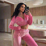 Long Sleeve Zipper Hooded Sweatshirt Pants Suit YMZY-7539