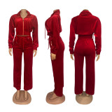 Lapel Zipper Coats And Pants Two Piece Set SFY-575