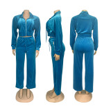 Lapel Zipper Coats And Pants Two Piece Set SFY-575