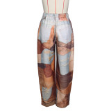 Fashion Print Loose Wide Leg Jeans ZSD-0709