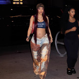 Fashion Print Loose Wide Leg Jeans ZSD-0709