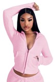 V Neck Zipper Hooded Two Piece Pants Set YD-8819