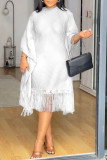 Plus Size Sequin Tassel Bat Sleeve Midi Dress NY-3300