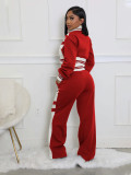 Fashion Color Block Long Sleeve Two Piece Pants Set SFY-2789