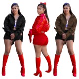 Fashion Solid Color PU Leather Jacket YD-8820
