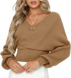 Solid Color Knits V Neck Sweater YMZY-2016