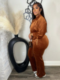 Lapel Zipper Coats And Pants Two Piece Set SFY-575
