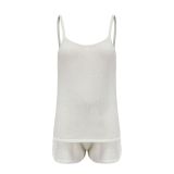 Solid Color Sling Sweater Two Piece Shorts Set YMZY-1025