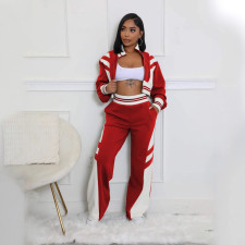 Fashion Color Block Long Sleeve Two Piece Pants Set SFY-2789