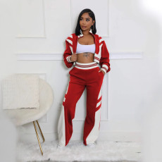 Fashion Color Block Long Sleeve Two Piece Pants Set SFY-2789