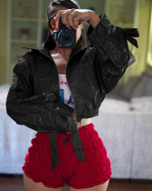 Fashion Solid Color PU Leather Jacket YD-8820