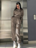 Long Sleeve Solid Color Two Piece Pants Set YMZY-9014